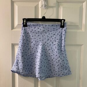 H&M: Ditsy-Floral Mini Skirt, Light Blue
